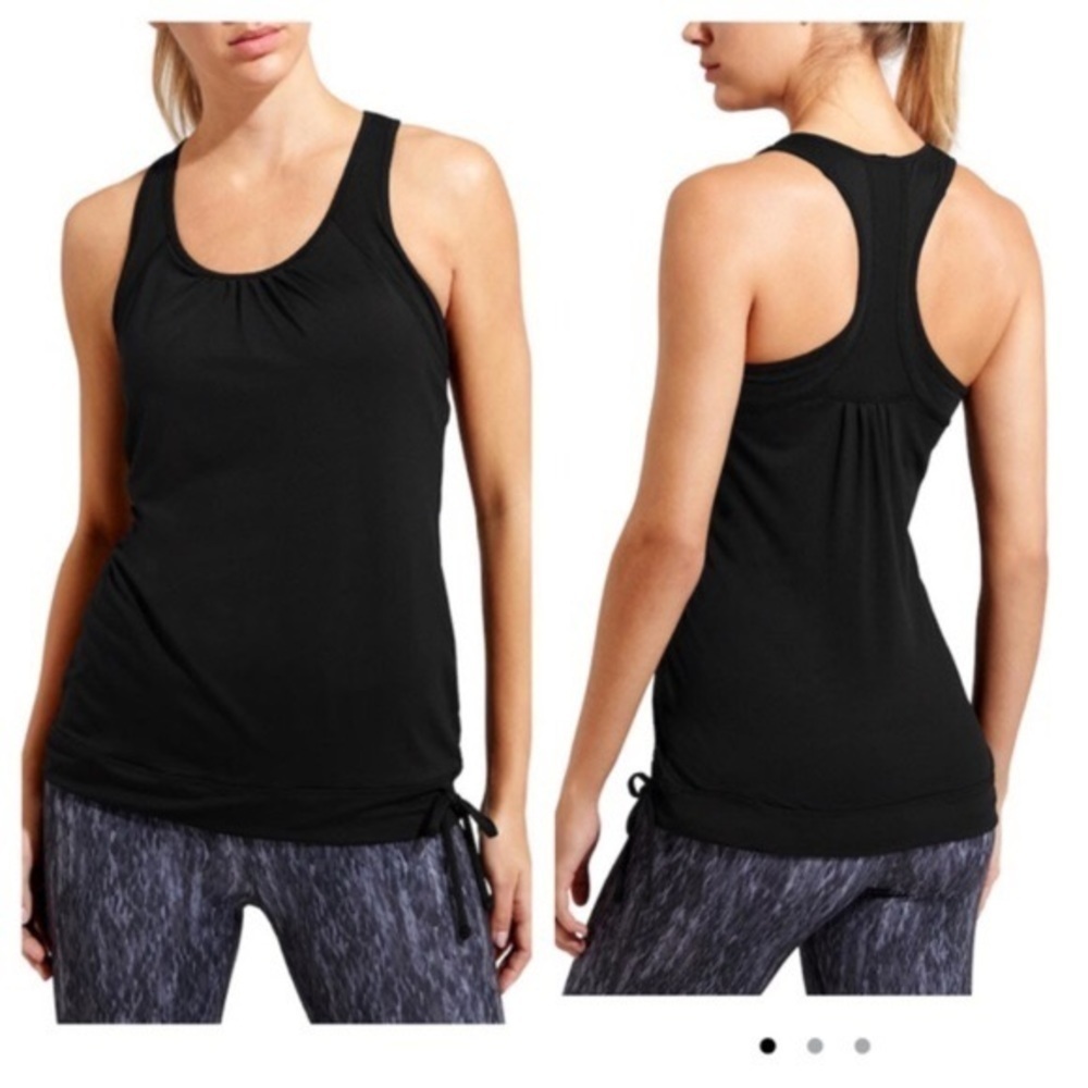 Athleta Tinker Tank Black Size Small Racerback Sleeveless Scoop Neck Drawstring